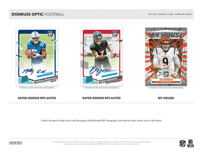 2023 Panini Donruss Optic Football 6 - Pack Hobby Blaster Box (Blue Scope Parallels) - Columbia Hobby - Sports Card Boxes - Toploaders - Card Savers