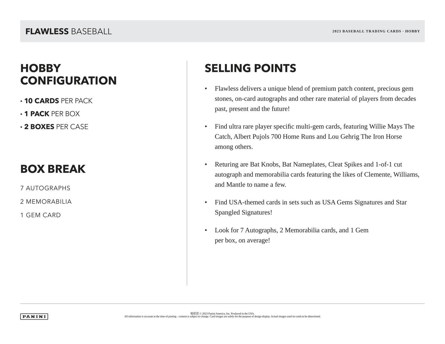 2023 Panini Flawless Baseball Hobby 2 - Box Case - Columbia Hobby - Sports Card Boxes - Toploaders - Card Savers
