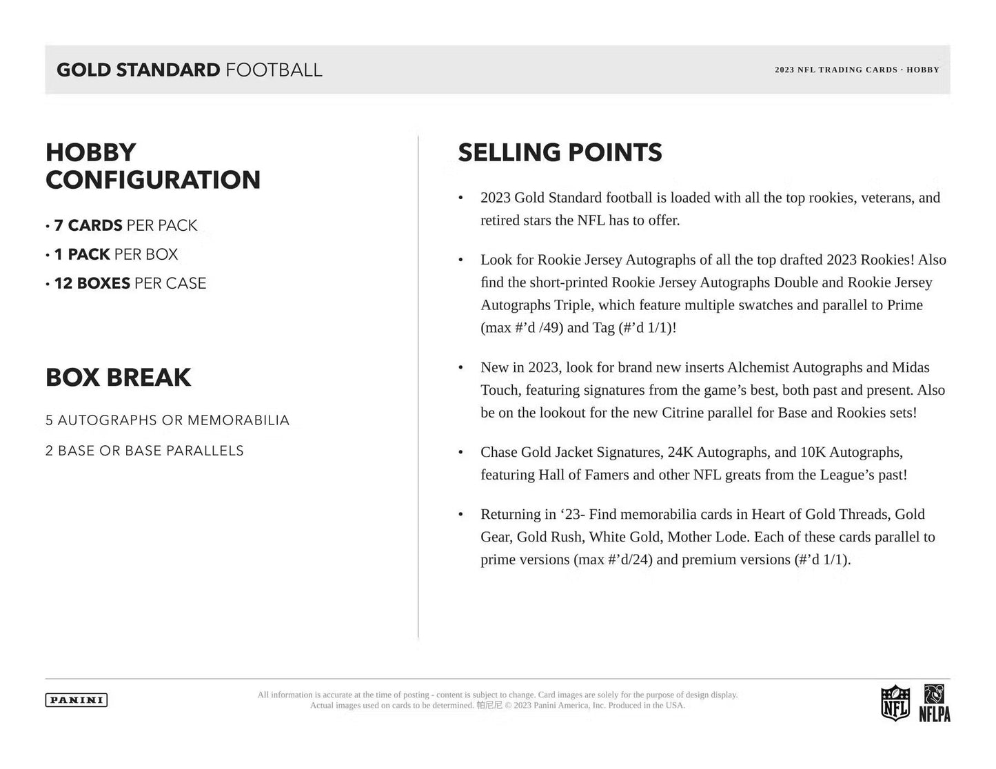 2023 Panini Gold Standard Football Hobby Box - Columbia Hobby - Sports Card Boxes - Toploaders - Card Savers