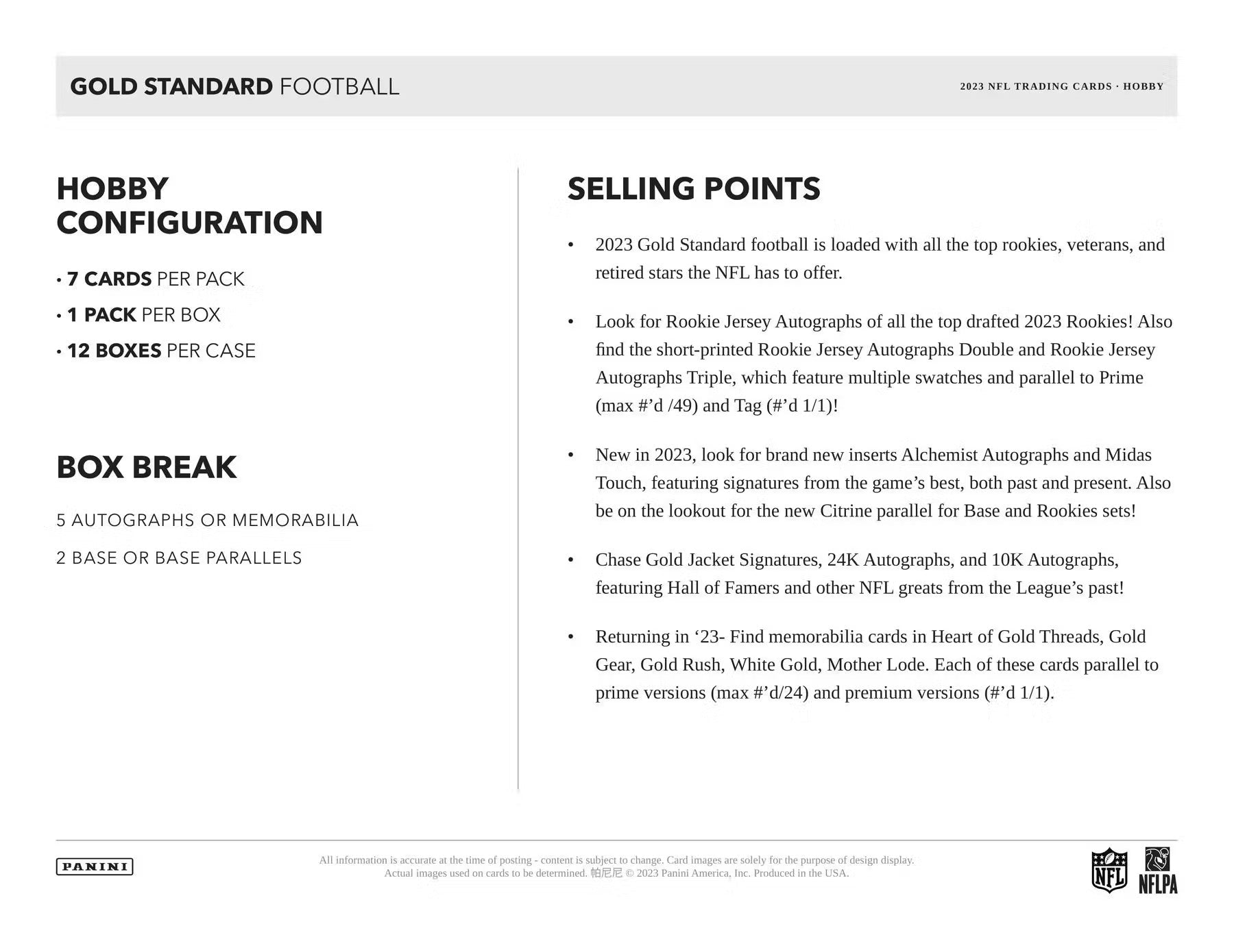 2023 Panini Gold Standard Football Hobby Box - Columbia Hobby - Sports Card Boxes - Toploaders - Card Savers