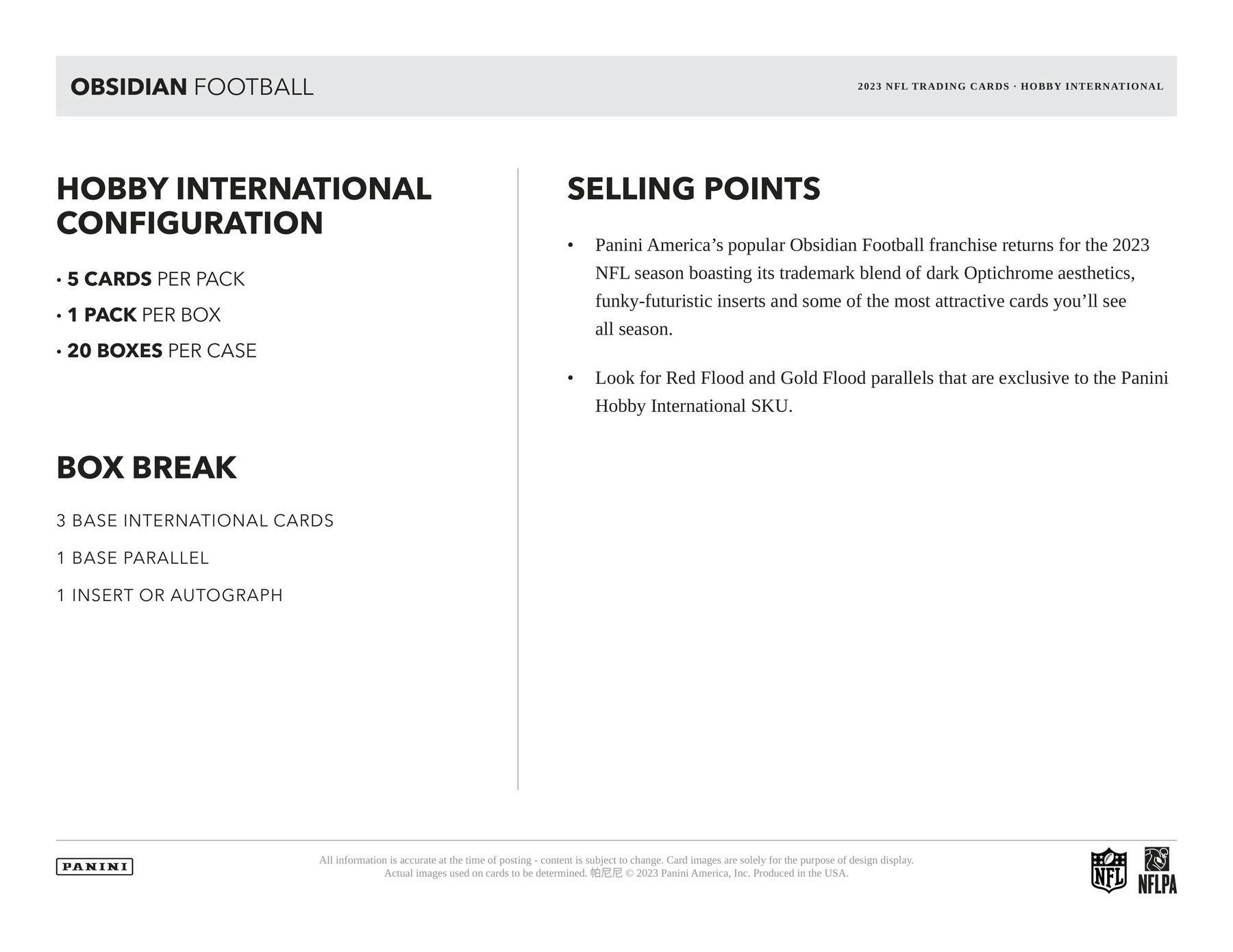 2023 Panini Obsidian Football International Hobby Box - Columbia Hobby - Sports Card Boxes - Toploaders - Card Savers