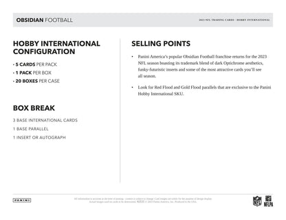 2023 Panini Obsidian Football International Hobby Box - Columbia Hobby - Sports Card Boxes - Toploaders - Card Savers