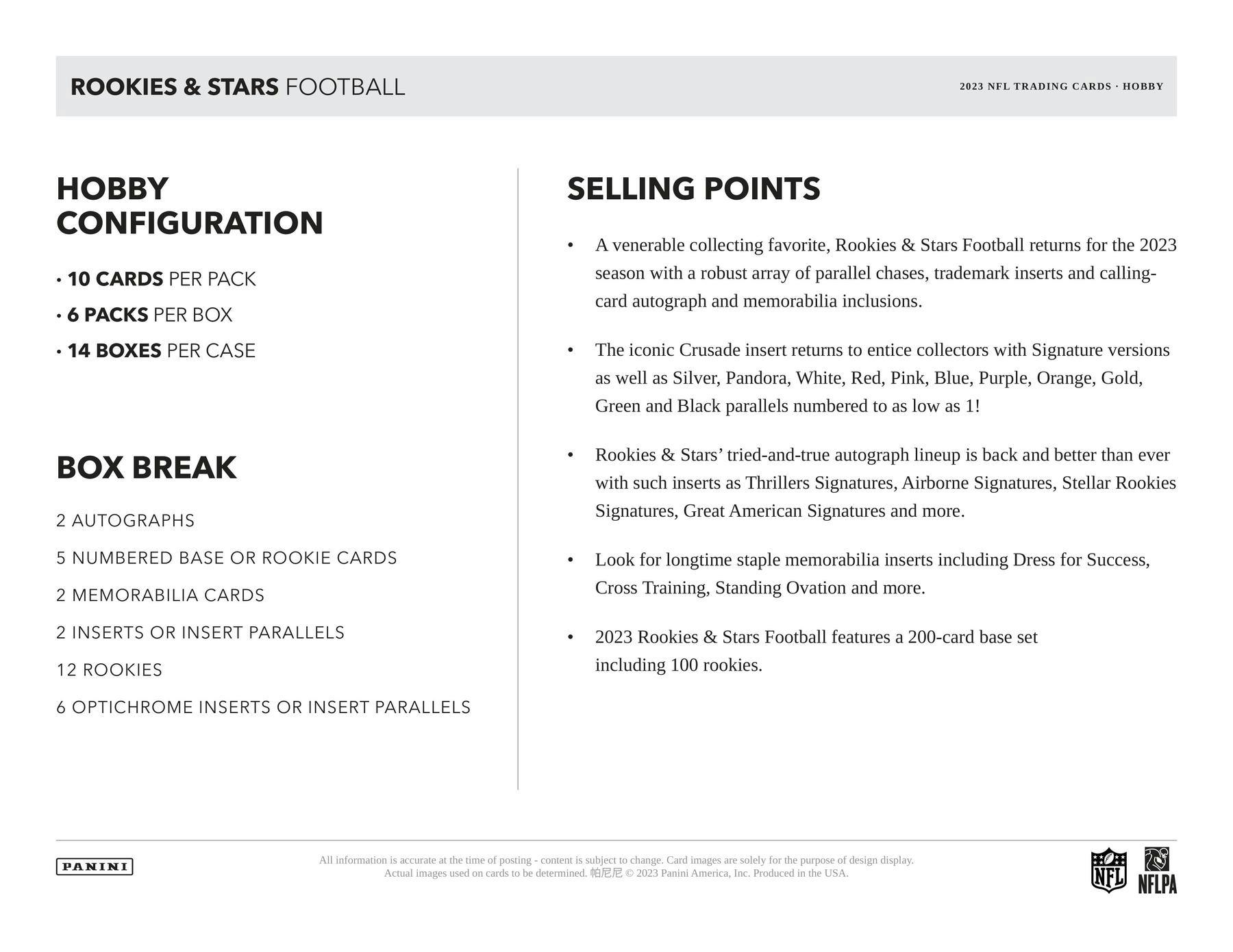 2023 Panini Rookies & Stars Football Hobby Box - Columbia Hobby - Sports Card Boxes - Toploaders - Card Savers