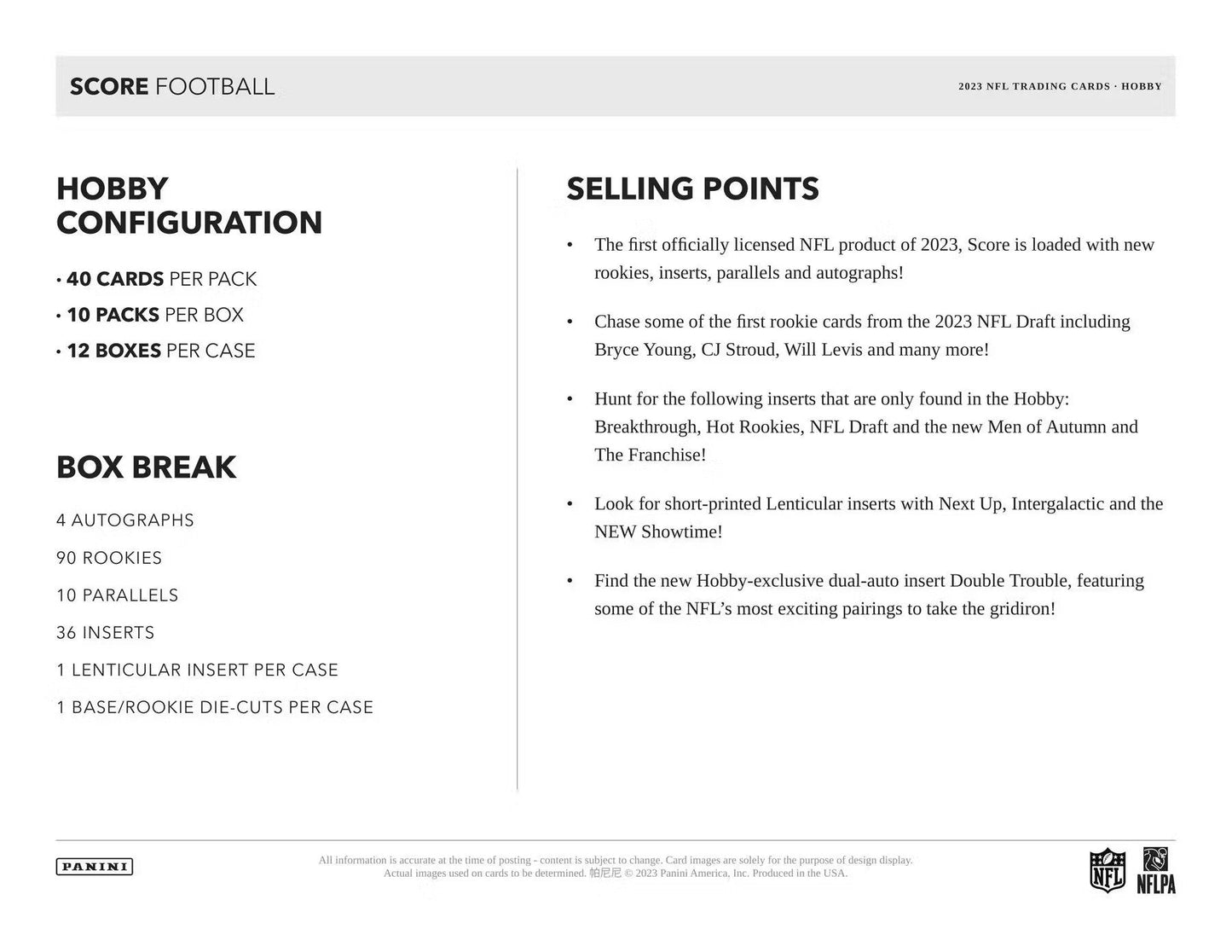 2023 Panini Score Football Hobby Box - Columbia Hobby - Sports Card Boxes - Toploaders - Card Savers