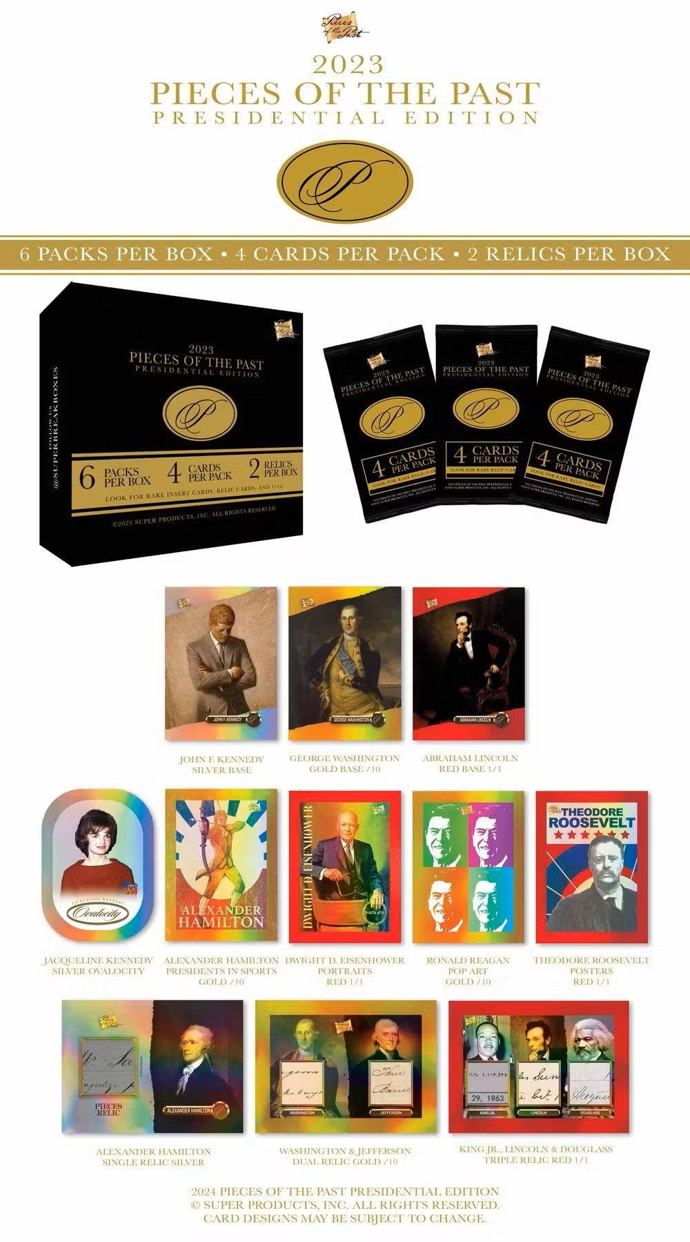 2023 Super Break Pieces of the Past Presidential Edition Hobby Box - Columbia Hobby - Sports Card Boxes - Toploaders - Card Savers