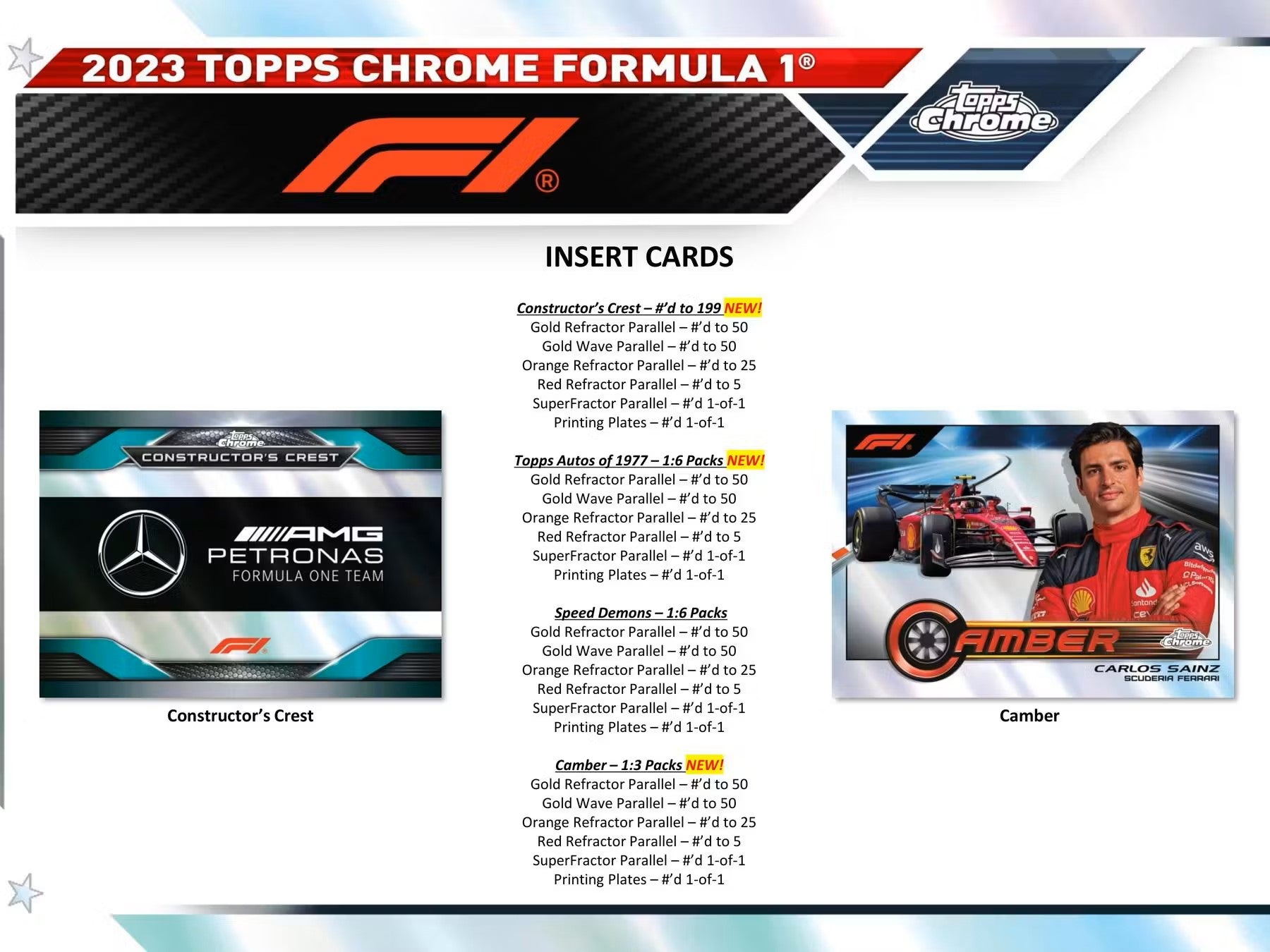 2023 Topps Chrome F1 Formula 1 Racing Hobby Box - Columbia Hobby - Sports Card Boxes - Toploaders - Card Savers