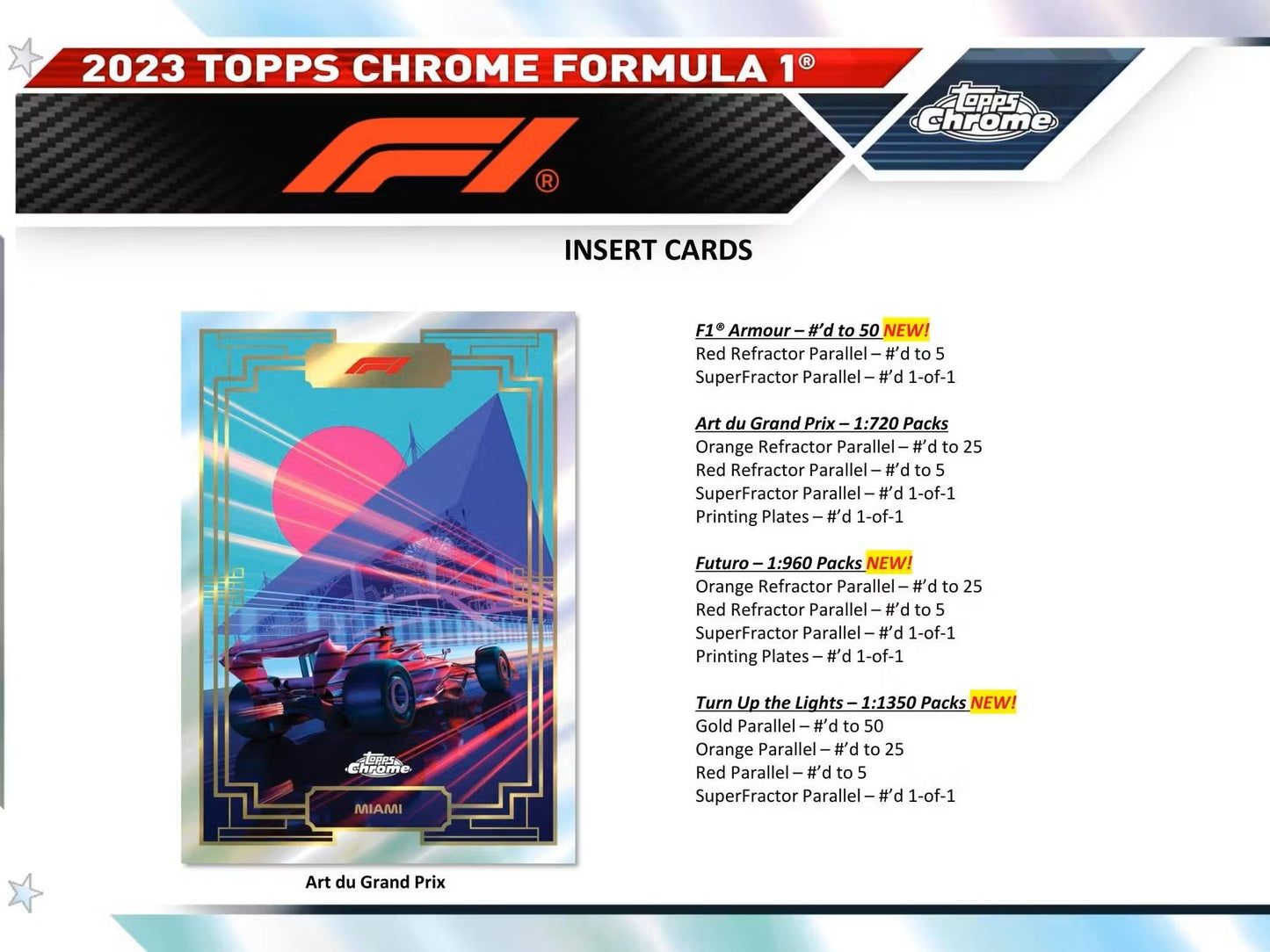 2023 Topps Chrome F1 Formula 1 Racing Hobby Box - Columbia Hobby - Sports Card Boxes - Toploaders - Card Savers