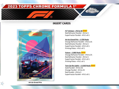 2023 Topps Chrome F1 Formula 1 Racing Hobby Box - Columbia Hobby - Sports Card Boxes - Toploaders - Card Savers