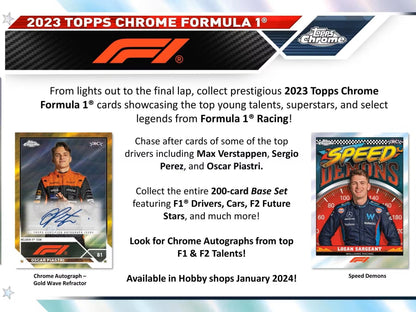 2023 Topps Chrome F1 Formula 1 Racing Hobby Box - Columbia Hobby - Sports Card Boxes - Toploaders - Card Savers