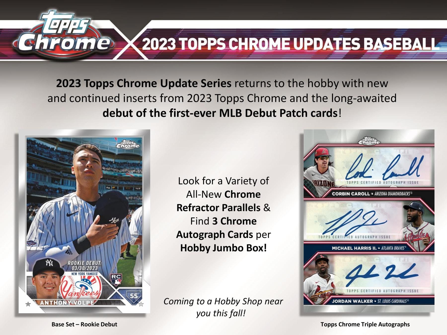 2023 Topps Chrome Update Series Baseball Hobby Jumbo Box - Columbia Hobby - Sports Card Boxes - Toploaders - Card Savers