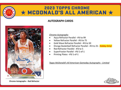2023 Topps McDonald's All American Chrome Basketball Hobby Box - Columbia Hobby - Sports Card Boxes - Toploaders - Card Savers