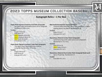 2023 Topps Museum Collection Baseball Hobby Box - Columbia Hobby - Sports Card Boxes - Toploaders - Card Savers