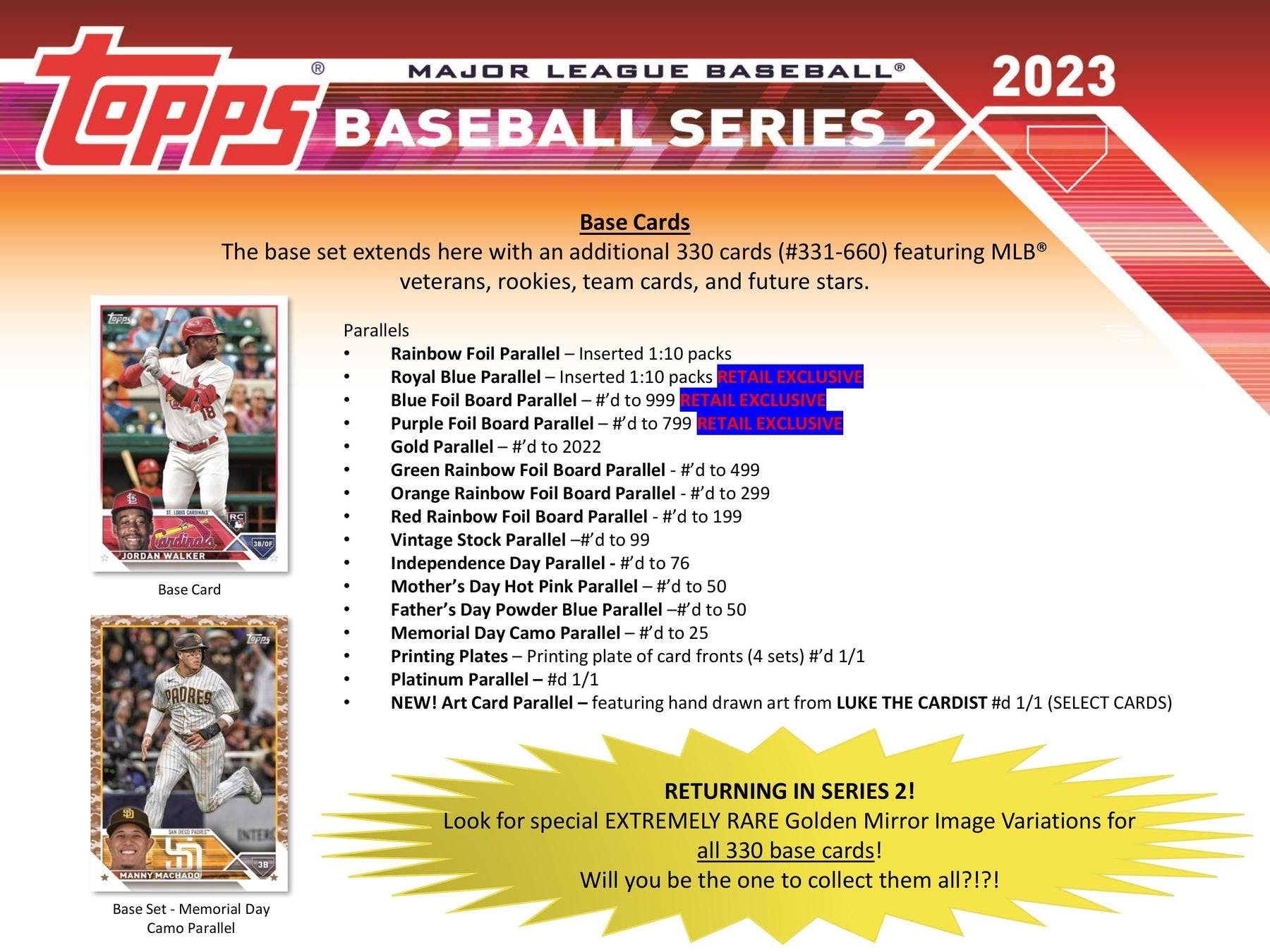 2023 Topps Series 2 Baseball Blaster Box (Commemorative Relic Card!) - Columbia Hobby - Sports Card Boxes - Toploaders - Card Savers