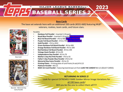 2023 Topps Series 2 Baseball Blaster Box (Commemorative Relic Card!) - Columbia Hobby - Sports Card Boxes - Toploaders - Card Savers