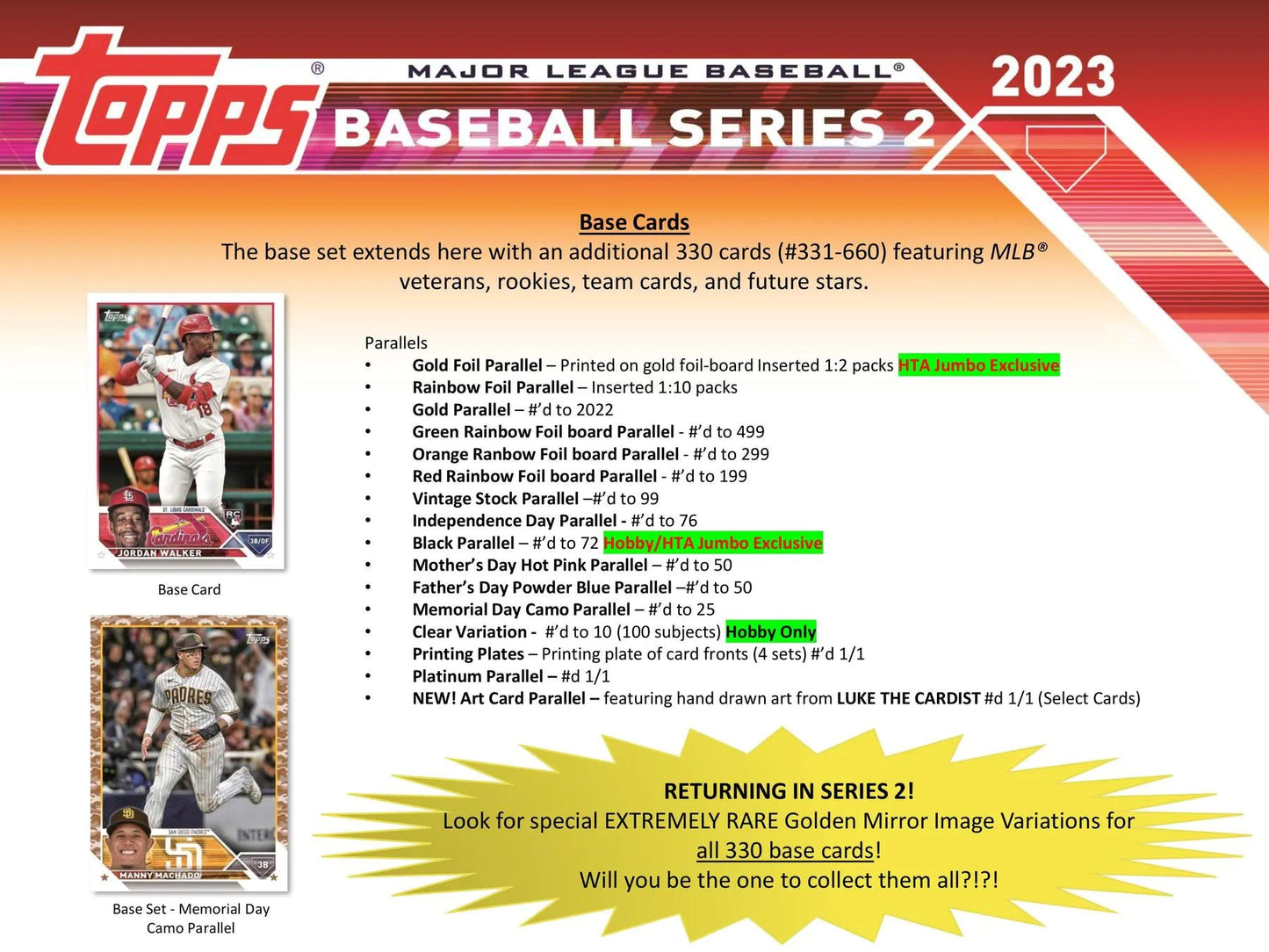 2023 Topps Series 2 Baseball Hobby Box - Columbia Hobby - Sports Card Boxes - Toploaders - Card Savers