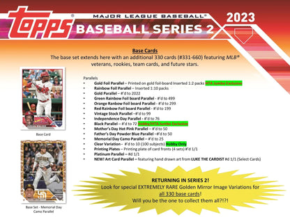 2023 Topps Series 2 Baseball Hobby Box - Columbia Hobby - Sports Card Boxes - Toploaders - Card Savers
