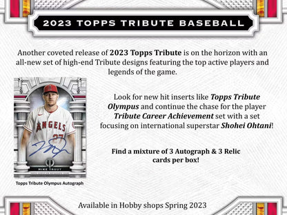2023 Topps Tribute Baseball Hobby Box - Columbia Hobby - Sports Card Boxes - Toploaders - Card Savers