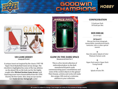 2023 Upper Deck Goodwin Champions CDD Exclusive Hobby Box - Columbia Hobby - Sports Card Boxes - Toploaders - Card Savers