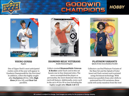 2023 Upper Deck Goodwin Champions CDD Exclusive Hobby Box - Columbia Hobby - Sports Card Boxes - Toploaders - Card Savers