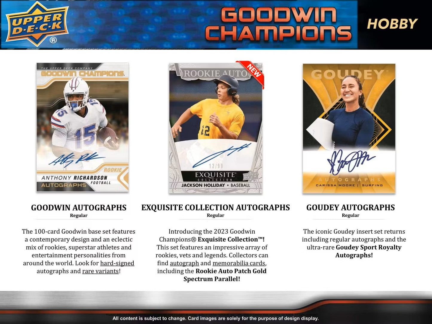 2023 Upper Deck Goodwin Champions CDD Exclusive Hobby Box - Columbia Hobby - Sports Card Boxes - Toploaders - Card Savers