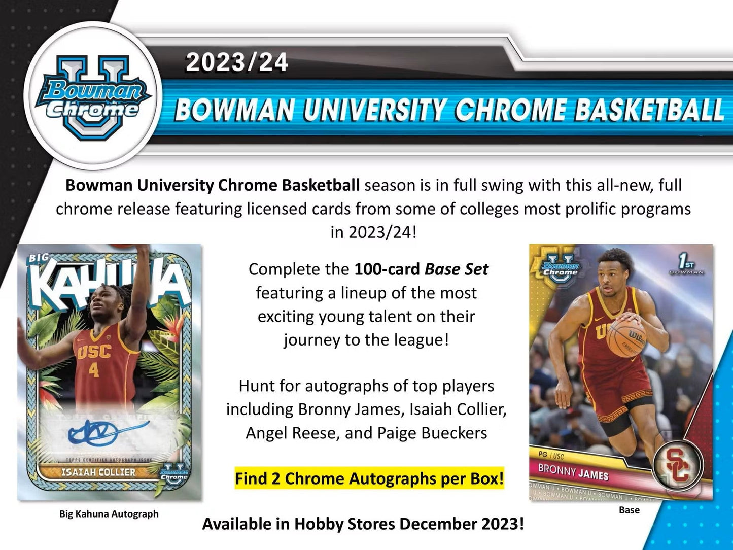 2023/24 Bowman University Chrome Basketball Breakers Delight Box - Columbia Hobby - Sports Card Boxes - Toploaders - Card Savers