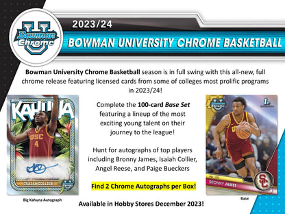 2023/24 Bowman University Chrome Basketball Hobby Box - Columbia Hobby - Sports Card Boxes - Toploaders - Card Savers