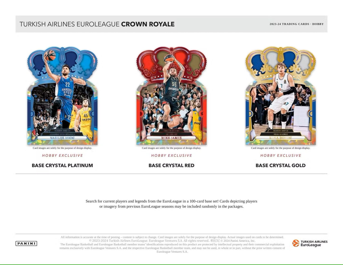 2023/24 Panini Crown Royale Turkish Airlines EuroLeague Basketball Hobby - Columbia Hobby - Sports Card Boxes - Toploaders - Card Savers