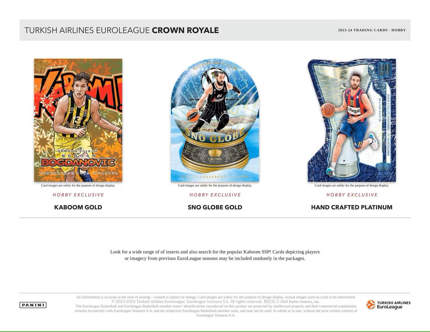 2023/24 Panini Crown Royale Turkish Airlines EuroLeague Basketball Hobby - Columbia Hobby - Sports Card Boxes - Toploaders - Card Savers