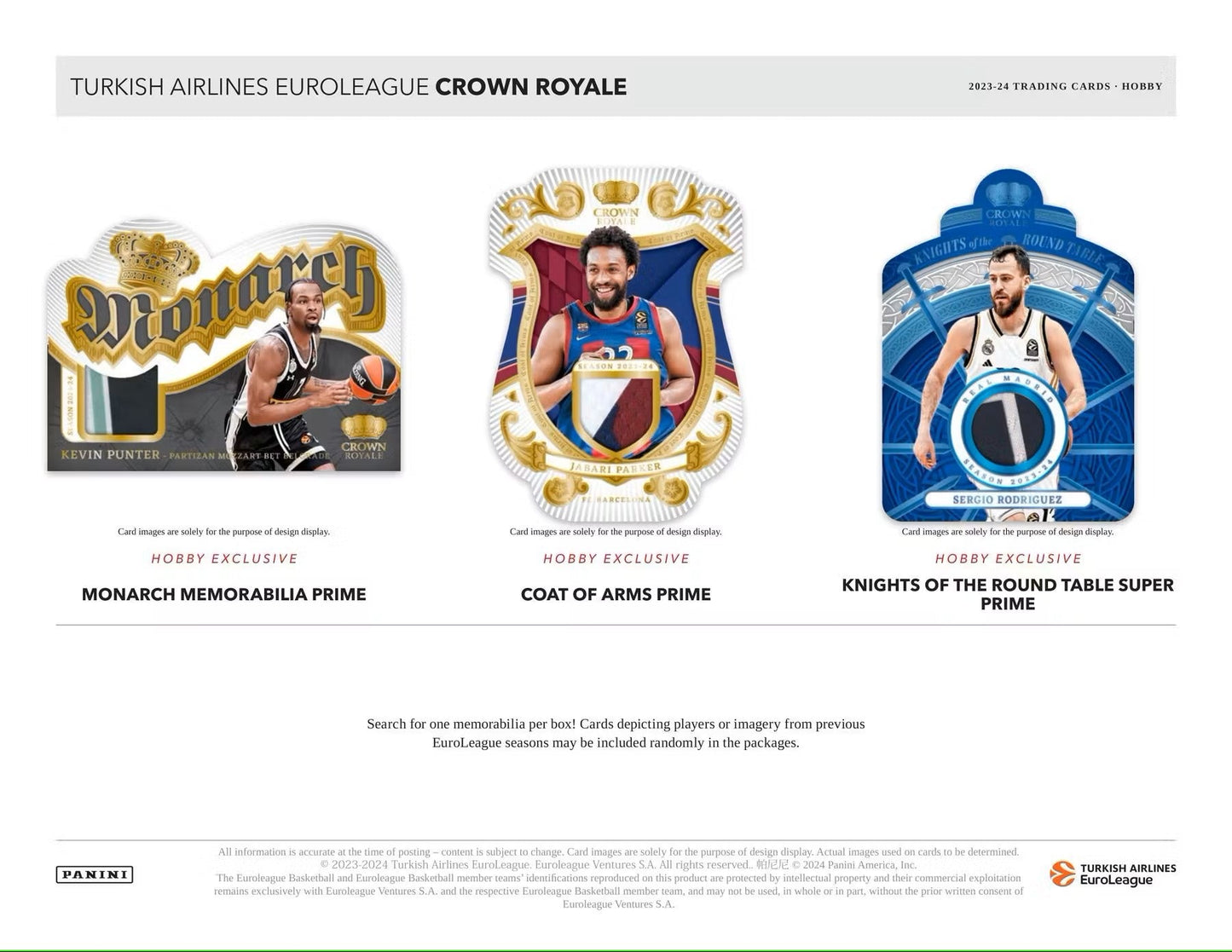 2023/24 Panini Crown Royale Turkish Airlines EuroLeague Basketball Hobby - Columbia Hobby - Sports Card Boxes - Toploaders - Card Savers