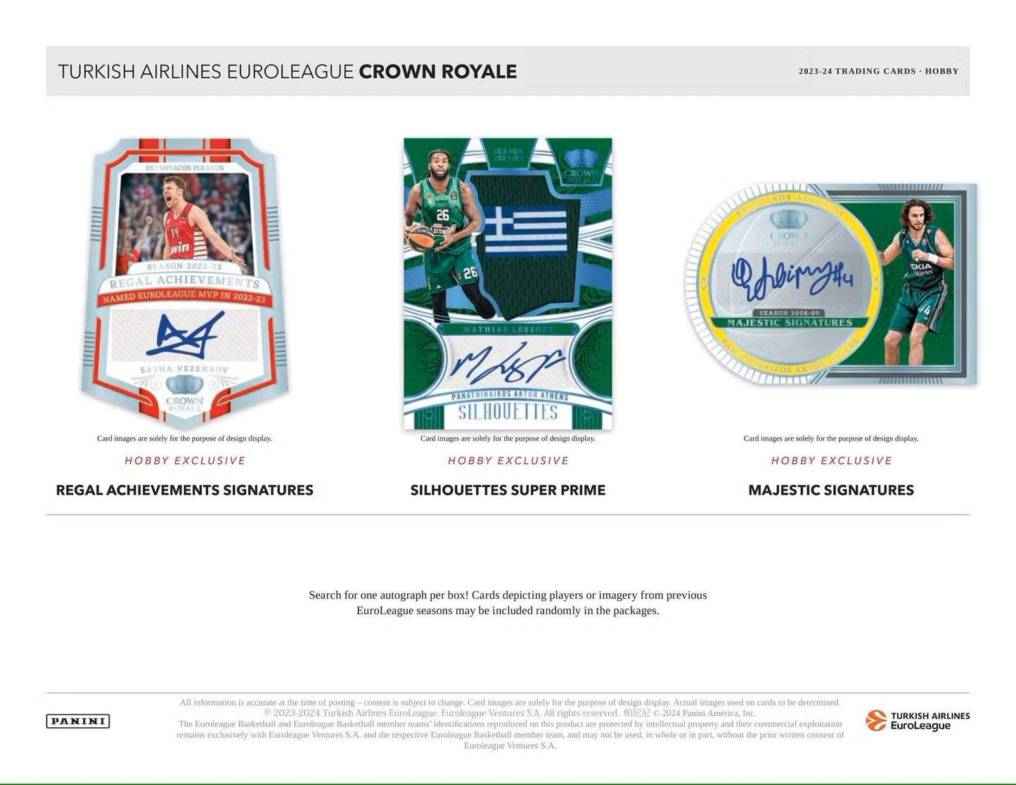 2023/24 Panini Crown Royale Turkish Airlines EuroLeague Basketball Hobby - Columbia Hobby - Sports Card Boxes - Toploaders - Card Savers