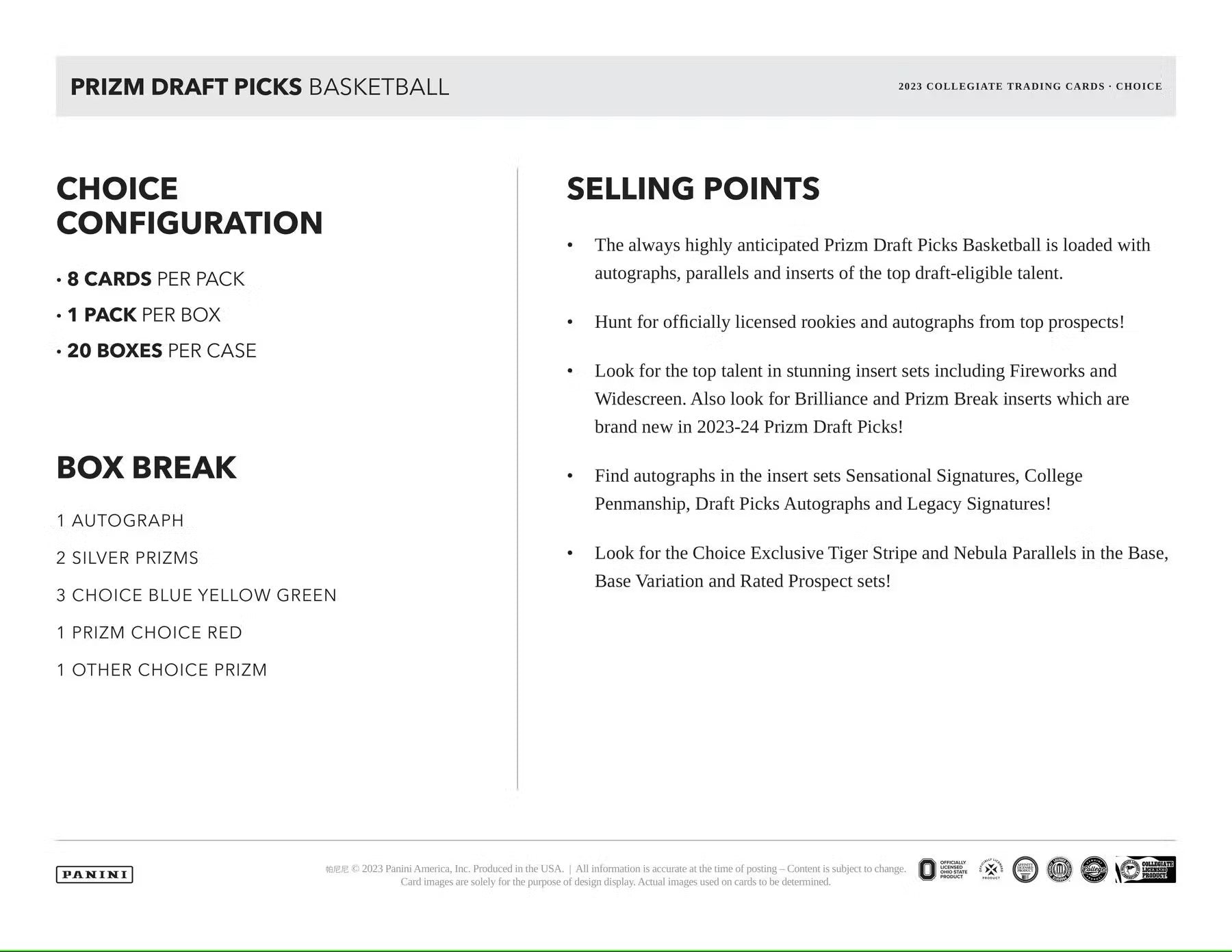 2023/24 Panini Prizm Draft Picks Basketball Choice Box - Columbia Hobby - Sports Card Boxes - Toploaders - Card Savers