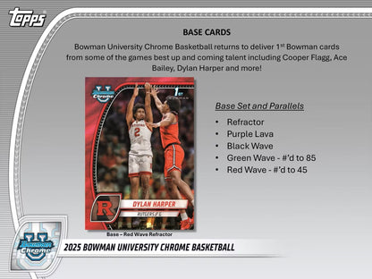 2024 - 25 Bowman University Chrome Basketball 7 - Pack Blaster Box - Columbia Hobby - Sports Card Boxes - Toploaders - Card Savers