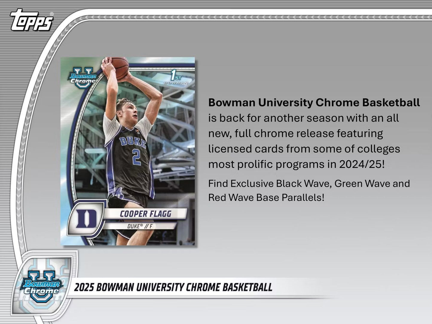 2024 - 25 Bowman University Chrome Basketball 7 - Pack Blaster Box - Columbia Hobby - Sports Card Boxes - Toploaders - Card Savers