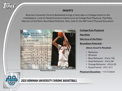2024 - 25 Bowman University Chrome Basketball Mega Box - Columbia Hobby - Sports Card Boxes - Toploaders - Card Savers
