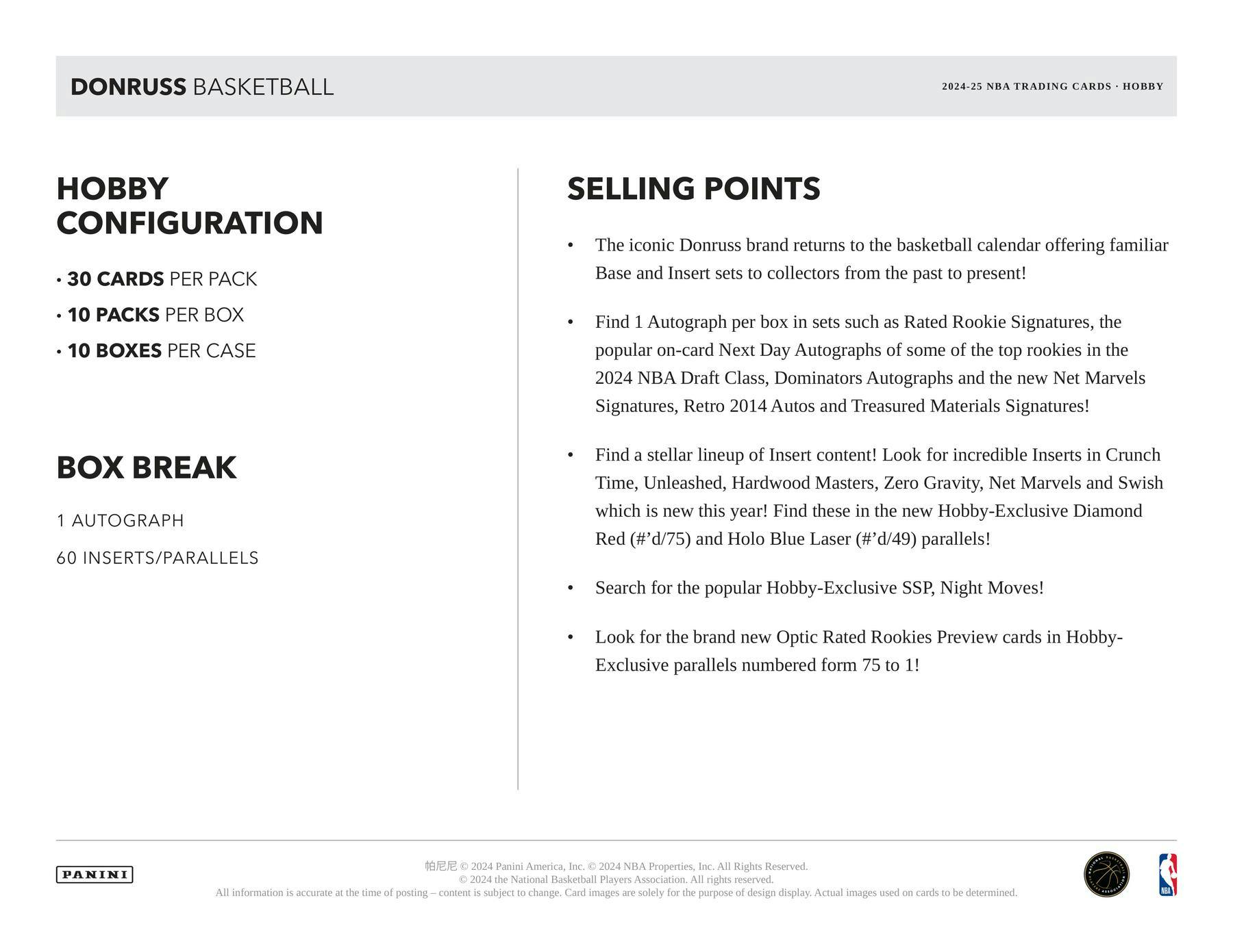 2024 - 25 Panini Donruss Basketball Hobby Box - Columbia Hobby - Sports Card Boxes - Toploaders - Card Savers