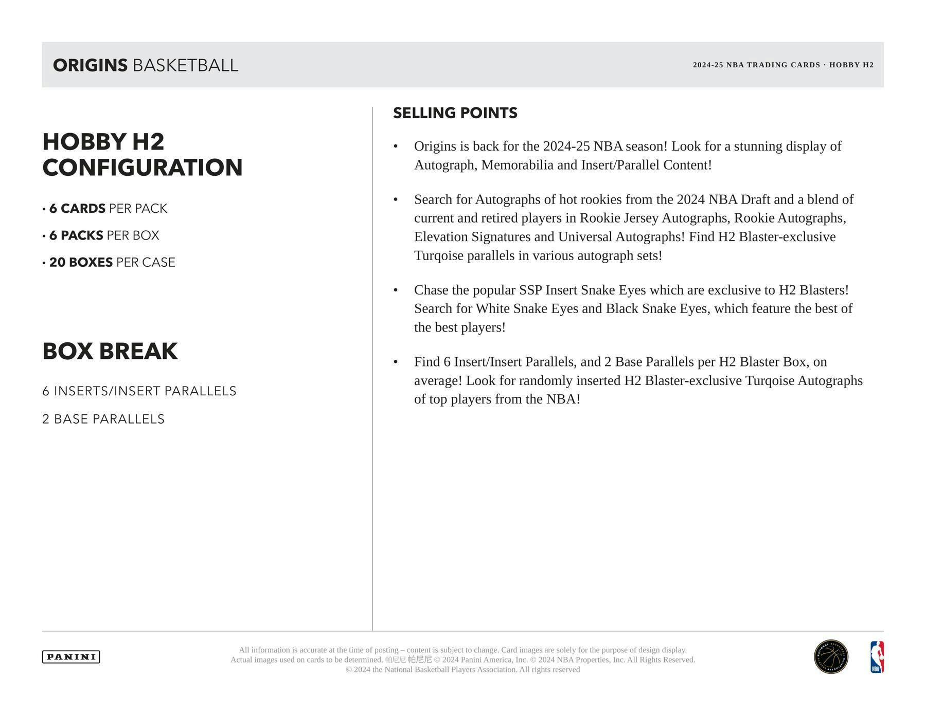 2024 - 25 Panini Origins Basketball H2 Box - Columbia Hobby - Sports Card Boxes - Toploaders - Card Savers
