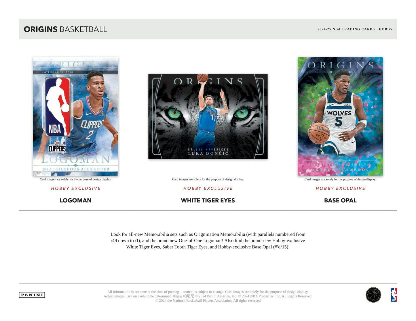2024 - 25 Panini Origins Basketball Hobby Box - Columbia Hobby - Sports Card Boxes - Toploaders - Card Savers