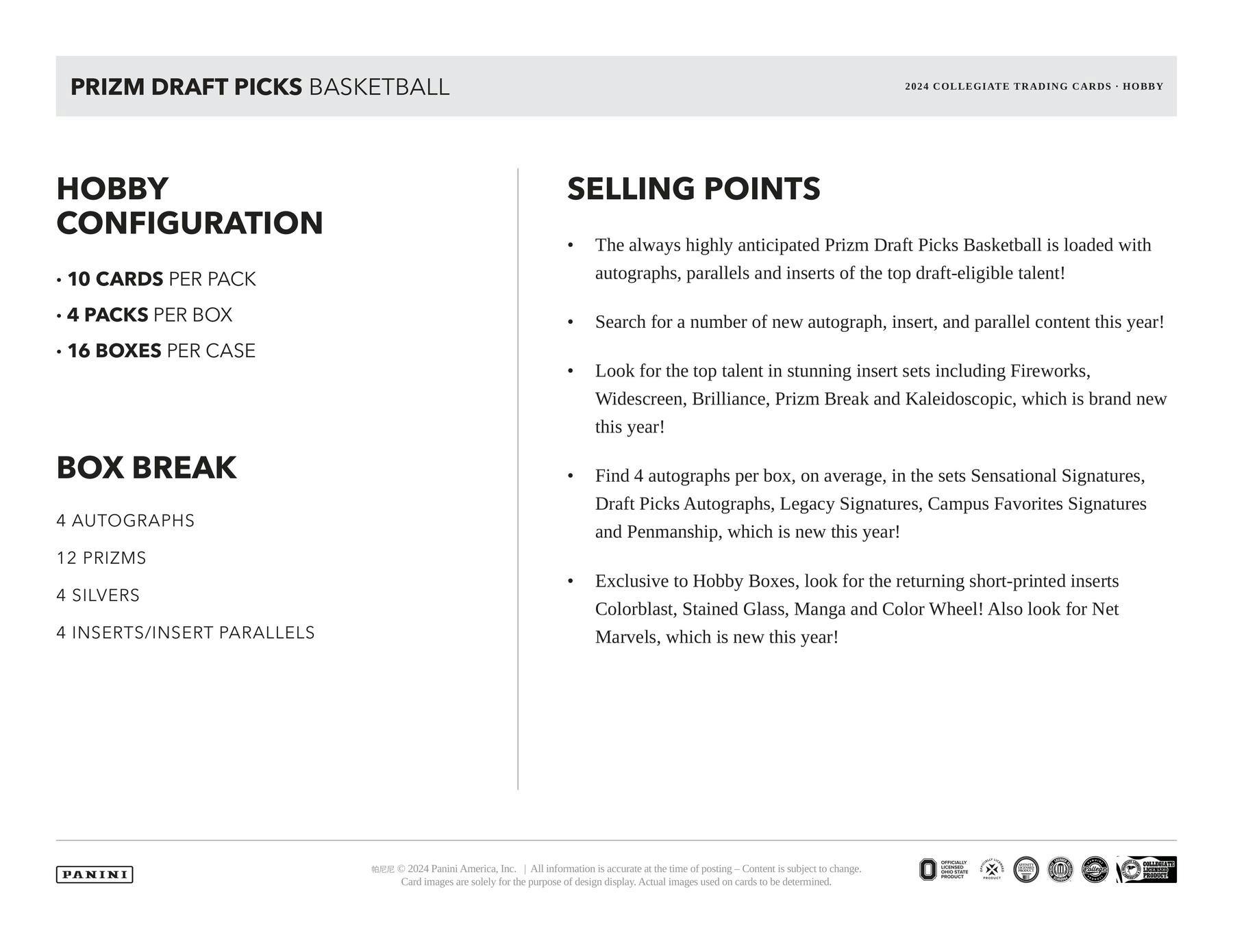 2024 - 25 Panini Prizm Draft Basketball Hobby Box - Columbia Hobby - Sports Card Boxes - Toploaders - Card Savers
