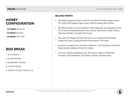 2024 - 25 Panini Prizm Premier League EPL Soccer Hobby Box - Columbia Hobby - Sports Card Boxes - Toploaders - Card Savers