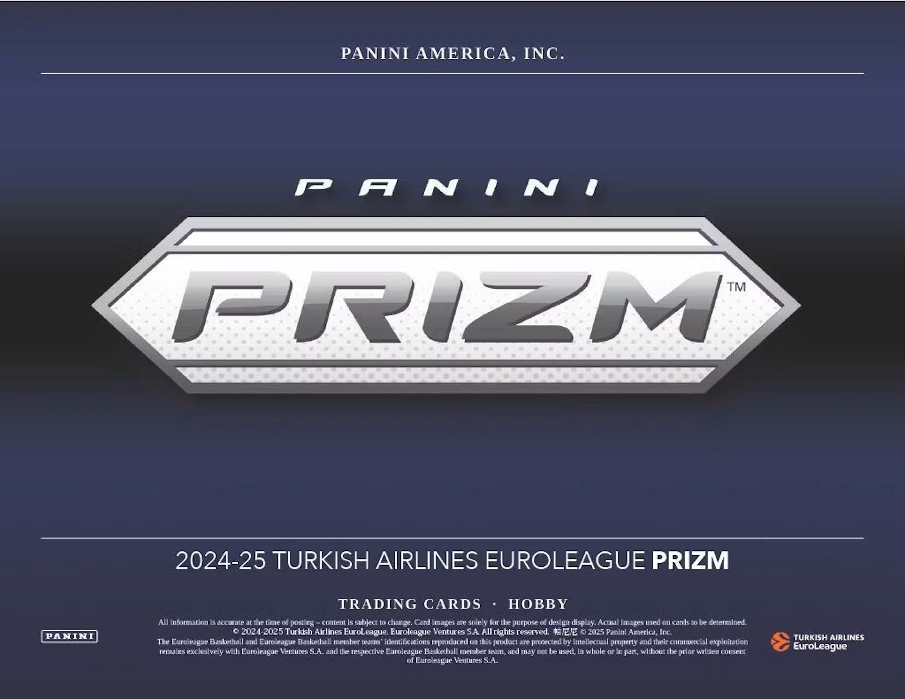 2024 - 25 Panini Prizm Turkish Airlines EuroLeague Basketball Hobby Box - Columbia Hobby - Sports Card Boxes - Toploaders - Card Savers