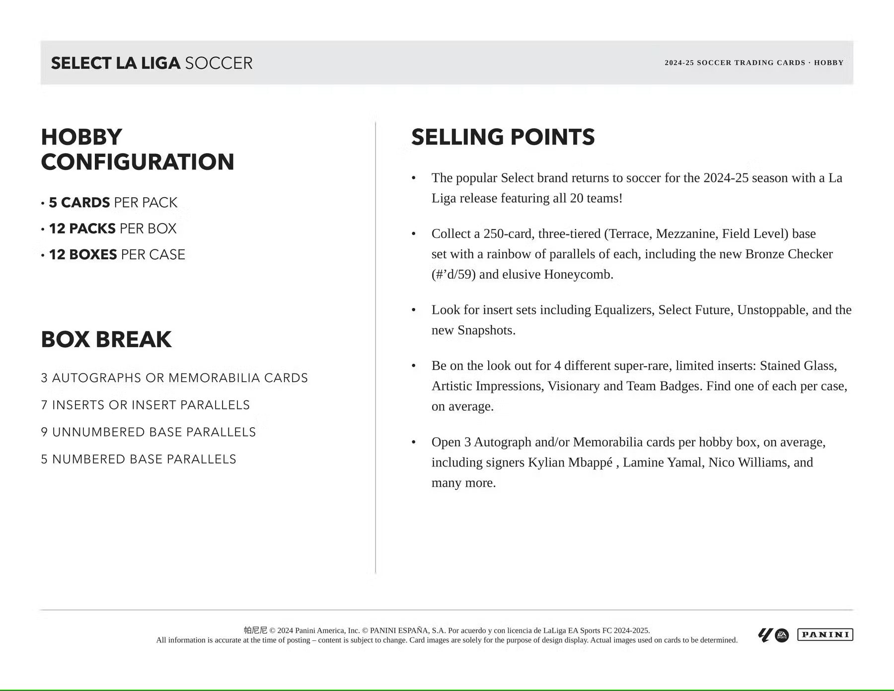 2024 - 25 Panini Select La Liga Soccer Hobby Box - Columbia Hobby - Sports Card Boxes - Toploaders - Card Savers