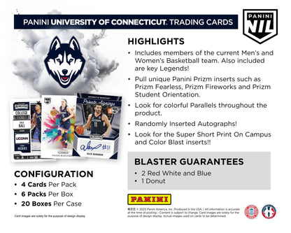 2024 - 25 Panini UConn Collegiate Basketball 6 - Pack Blaster Box - Columbia Hobby - Sports Card Boxes - Toploaders - Card Savers