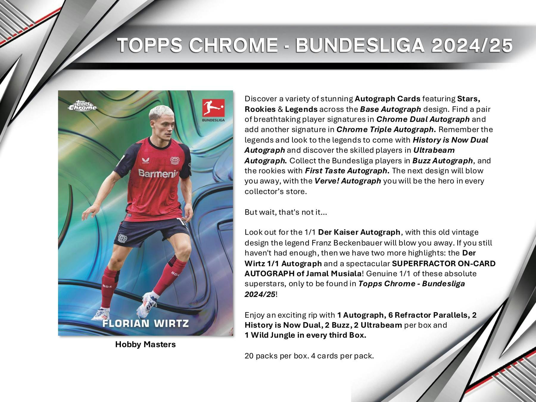 2024 - 25 Topps Chrome Bundesliga Hobby Box | Columbia Sports Cards &amp; More - Columbia Hobby - Sports Card Boxes - Toploaders - Card Savers