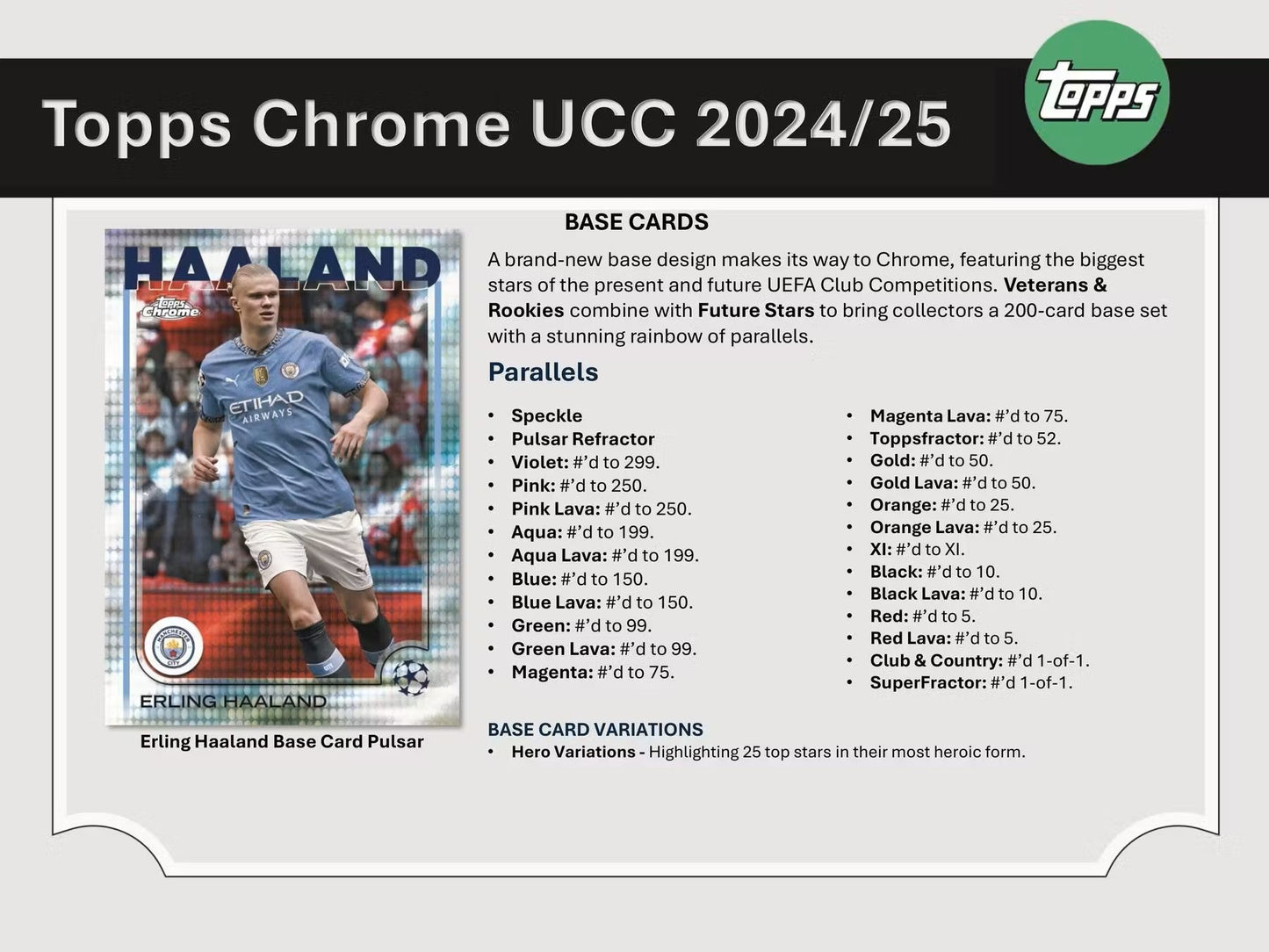 2024 - 25 Topps Chrome UEFA Club Competitions Soccer Hobby Box - Columbia Hobby - Sports Card Boxes - Toploaders - Card Savers