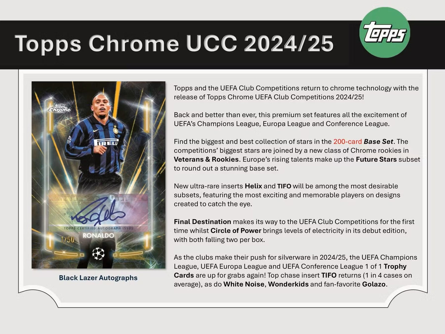 2024 - 25 Topps Chrome UEFA Club Competitions Soccer Hobby Box - Columbia Hobby - Sports Card Boxes - Toploaders - Card Savers