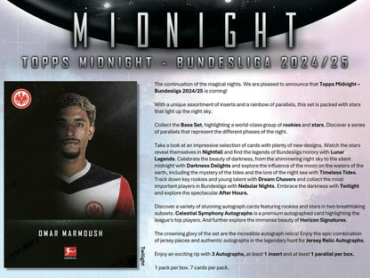 2024 - 25 Topps Midnight Bundesliga Soccer Hobby Box - Columbia Hobby - Sports Card Boxes - Toploaders - Card Savers