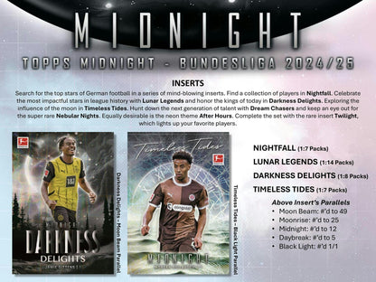 2024 - 25 Topps Midnight Bundesliga Soccer Hobby Box - Columbia Hobby - Sports Card Boxes - Toploaders - Card Savers