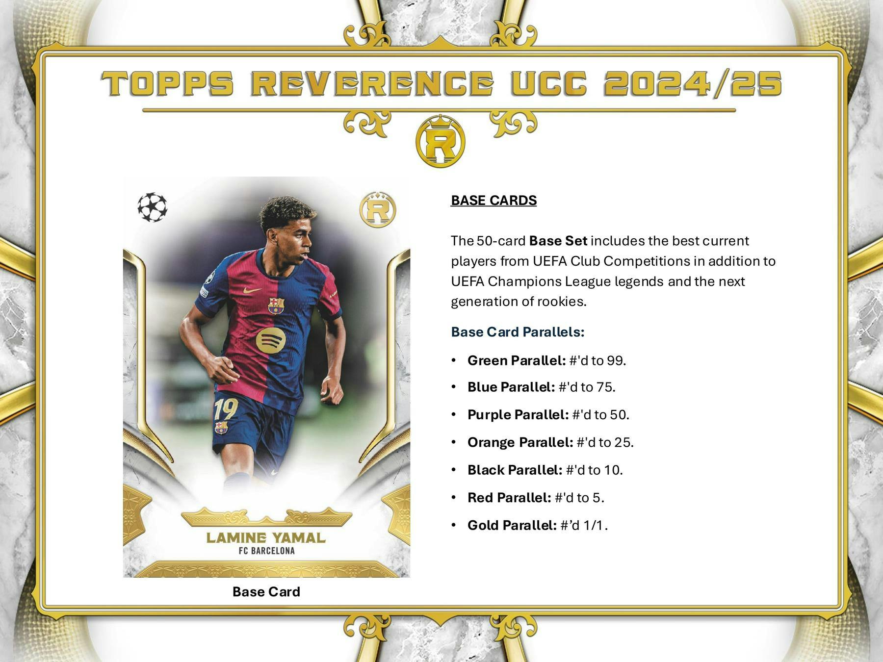 2024 - 25 Topps Reverence UEFA Club Competitions Soccer Hobby Box - Columbia Hobby - Sports Card Boxes - Toploaders - Card Savers
