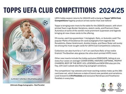2024 - 25 Topps UEFA Club Competitions Soccer Hobby Box - Columbia Hobby - Sports Card Boxes - Toploaders - Card Savers