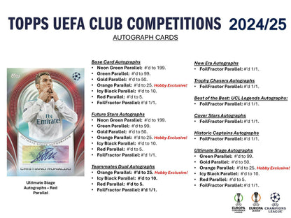 2024 - 25 Topps UEFA Club Competitions Soccer Hobby Box - Columbia Hobby - Sports Card Boxes - Toploaders - Card Savers